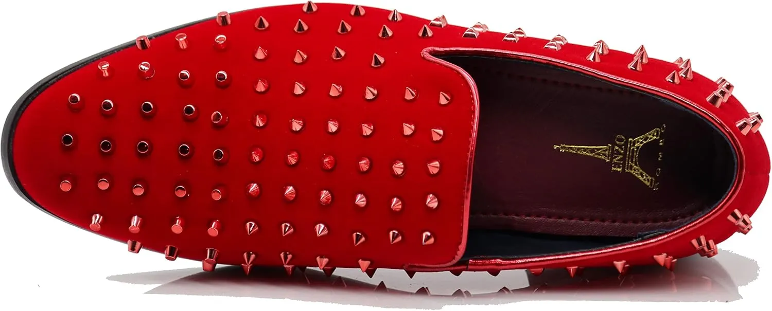 SPK24 Men Vintage Spikes Sparkle Formal Tuxedo Stage Fashion Slip On Loafer Dress Shoes