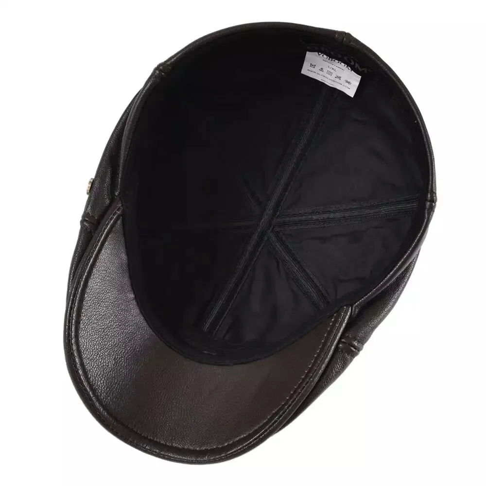 Springville Genuine Leather Flat Cap