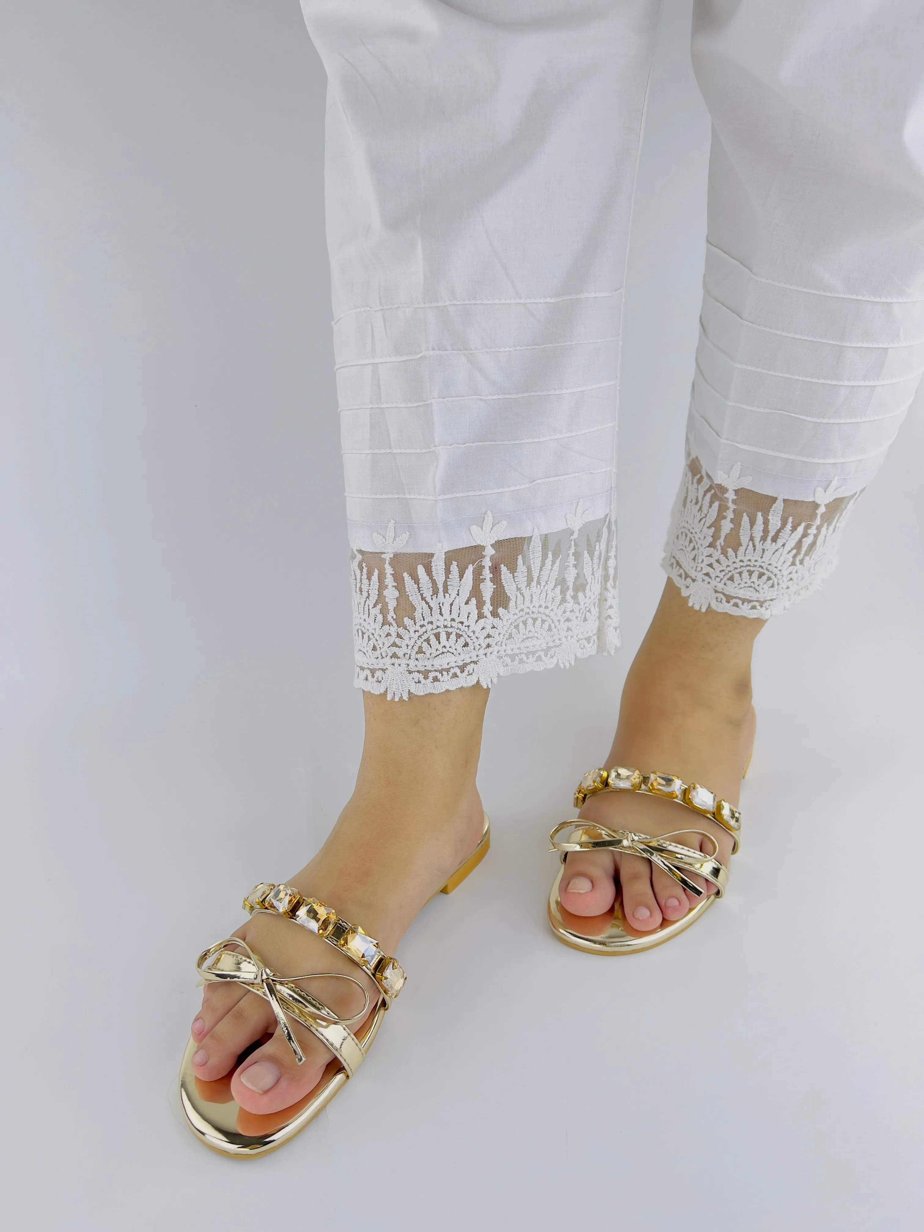 Spunkz Myra Gold Embellished Mirrored Leather Flat Slides-11070