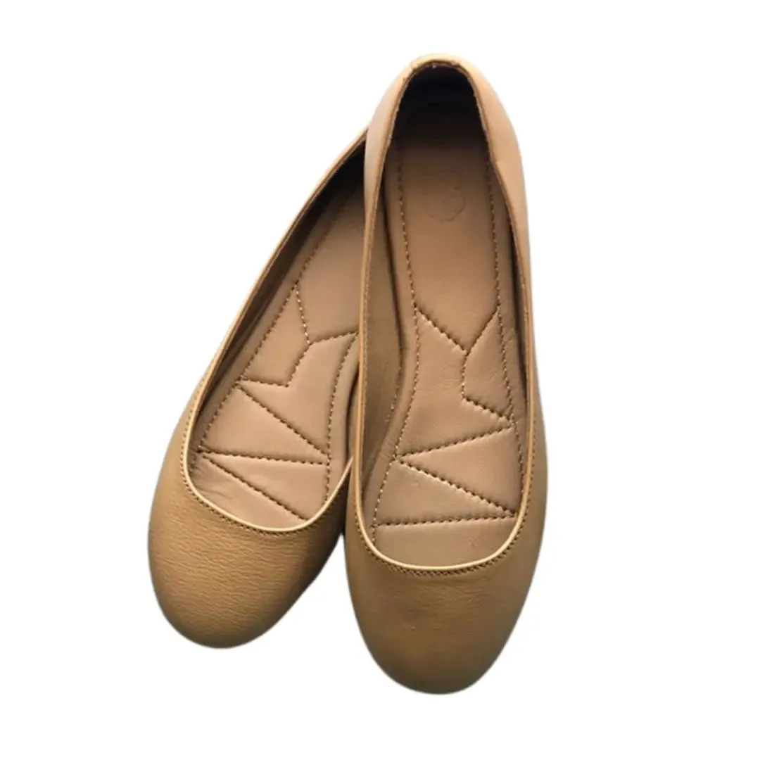 Stefy Beige Leather Ballet Flats