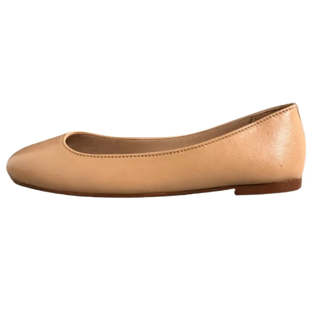 Stefy Beige Leather Ballet Flats