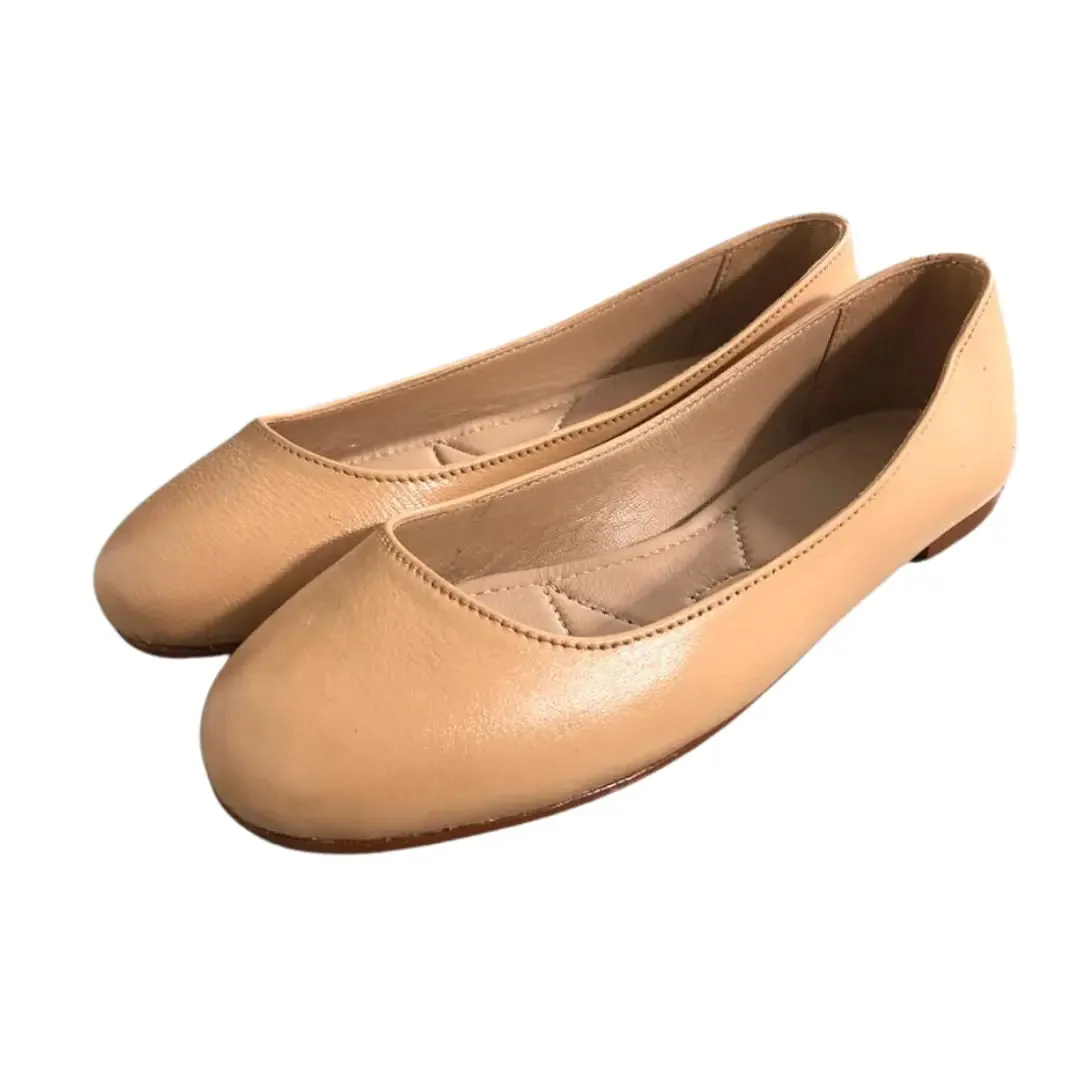 Stefy Beige Leather Ballet Flats