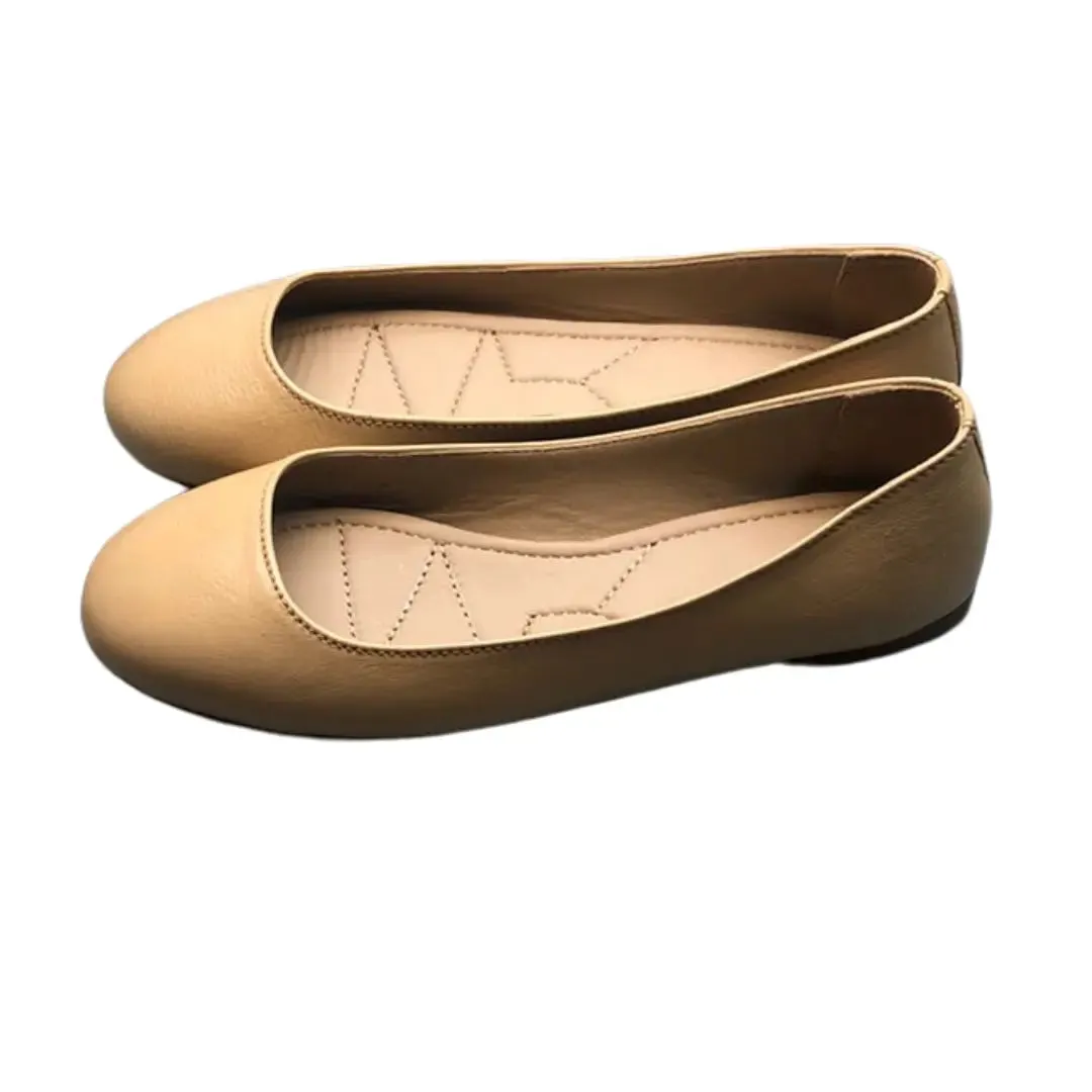Stefy Beige Leather Ballet Flats