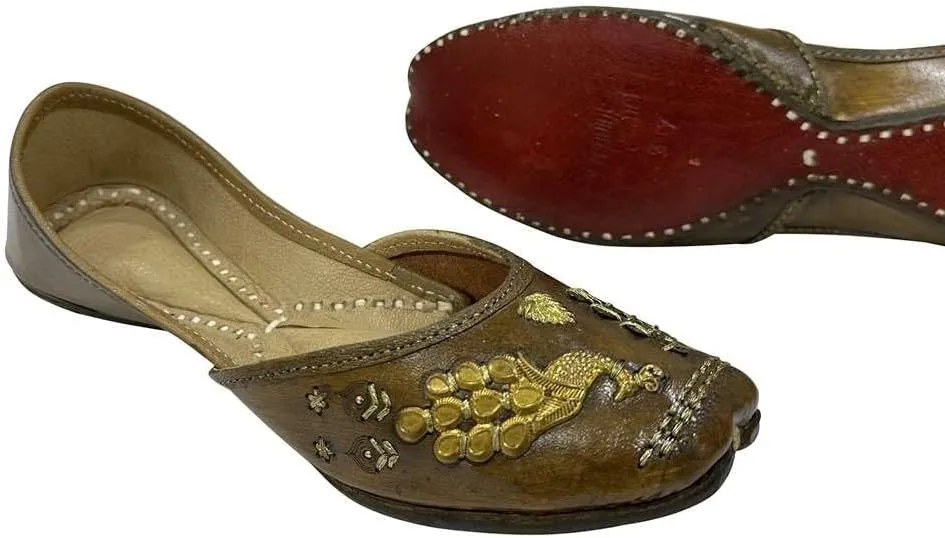 Stop n Style Women Leather Designer Punjabi Juttis Traditional Khussa Ethnic Mojari Handmade Shoes