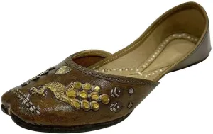 Stop n Style Women Leather Designer Punjabi Juttis Traditional Khussa Ethnic Mojari Handmade Shoes