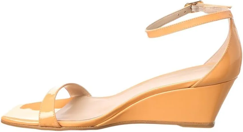 Stuart Weitzman Nudistcurve 50 Patent Wedge Sandal