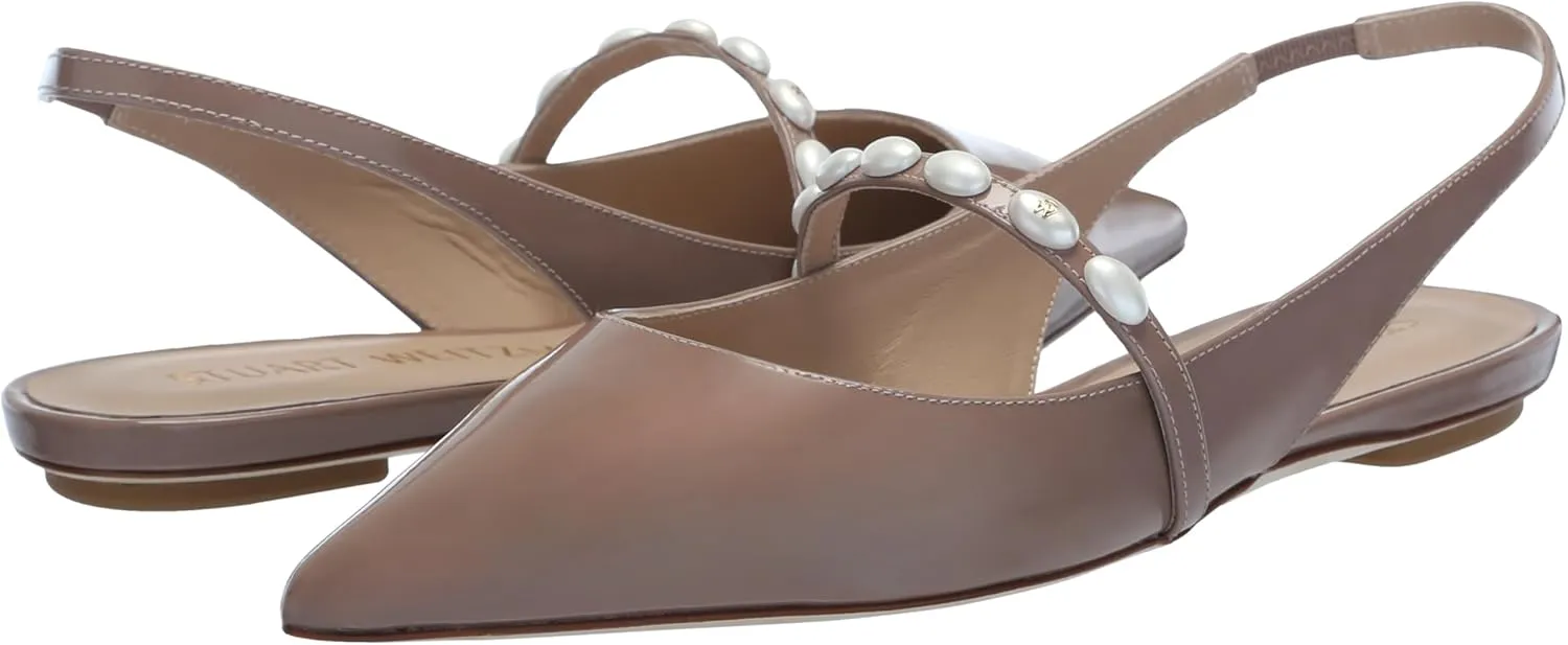 Stuart Weitzman Women's Emlia Pearlita Slingback Flat Ballet