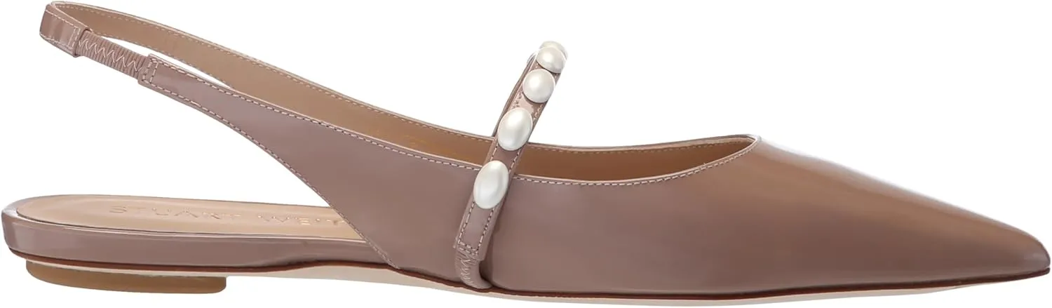 Stuart Weitzman Women's Emlia Pearlita Slingback Flat Ballet