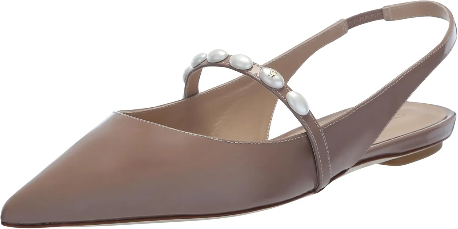 Stuart Weitzman Women's Emlia Pearlita Slingback Flat Ballet