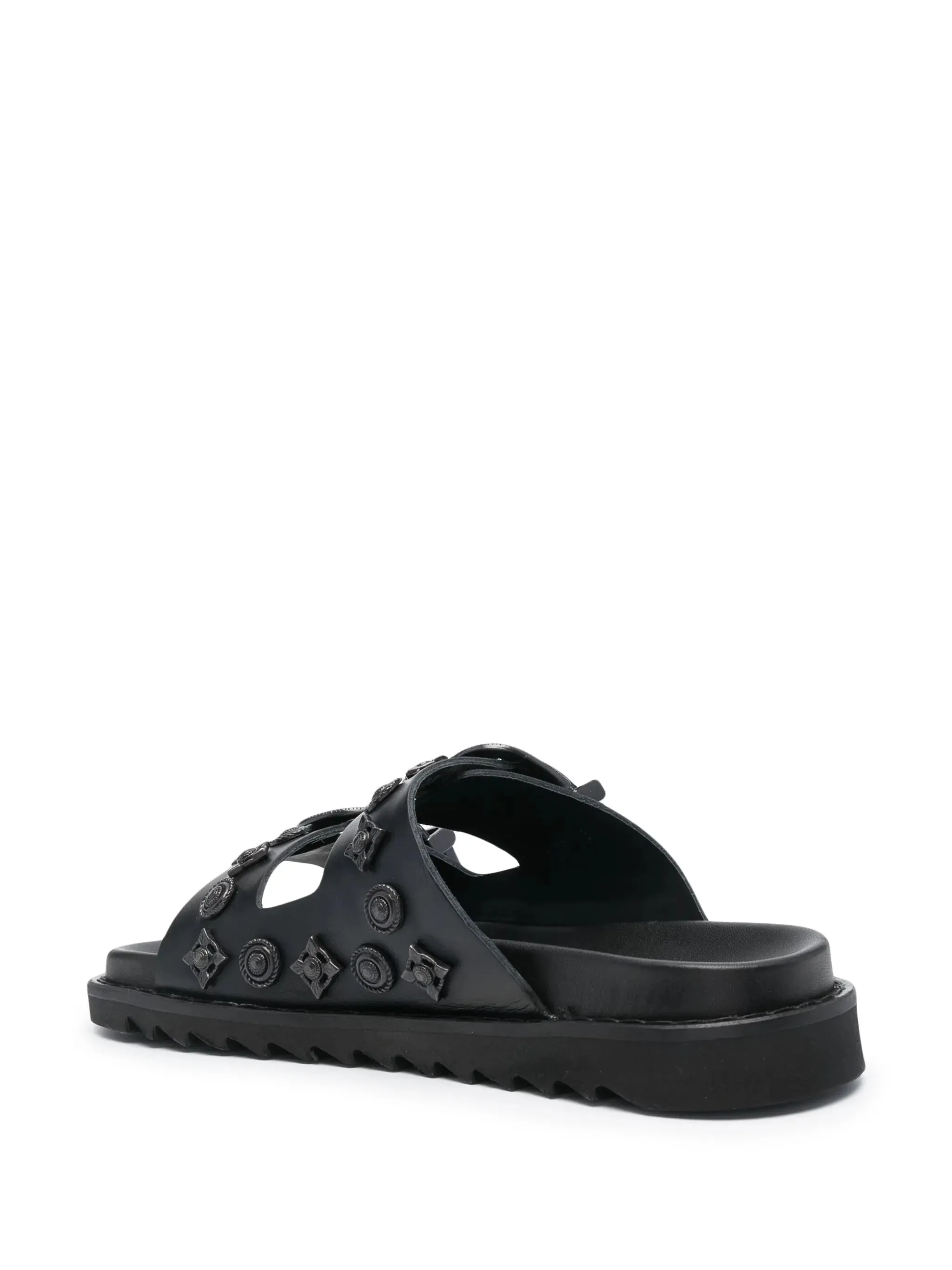 Stud-embellished Leather Slides