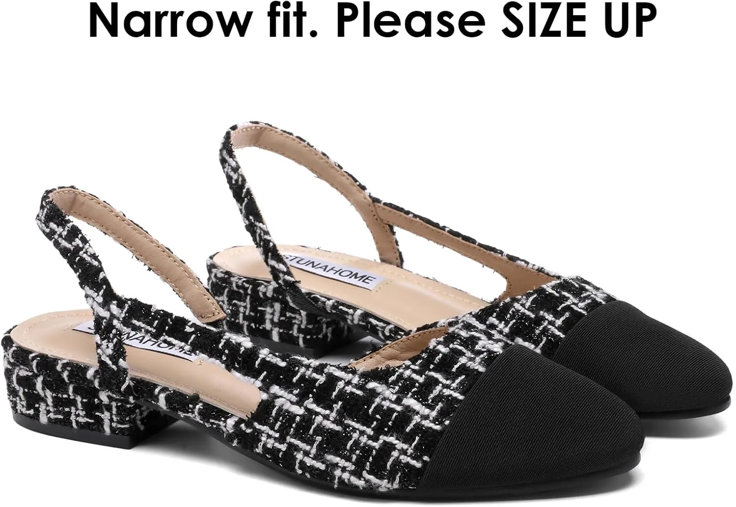 STUNAHOME Womens Slingback Flats Two Tone Closed Round Toe Casual Pumps for Office or Fashion