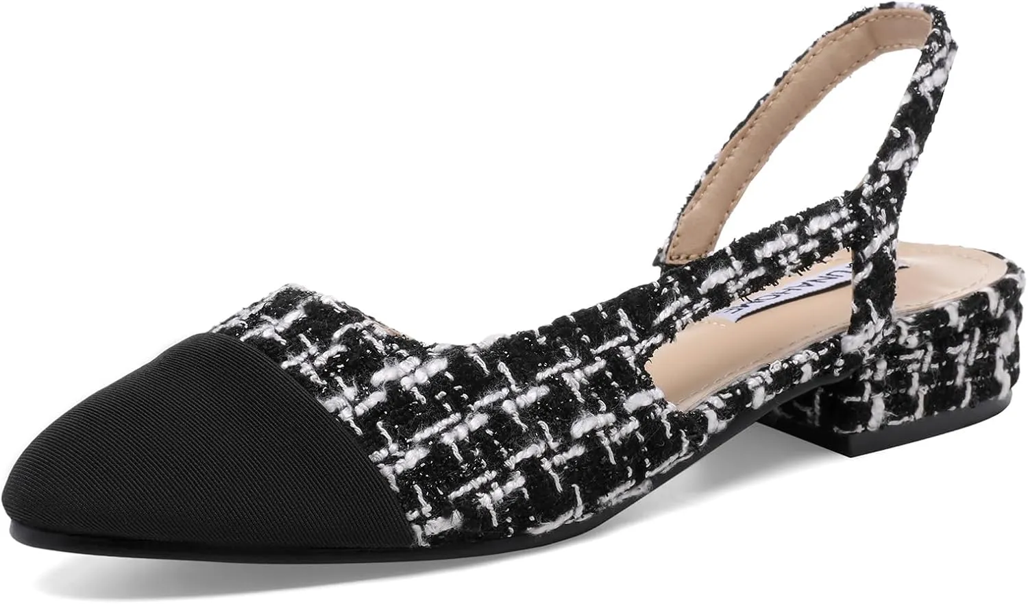 STUNAHOME Womens Slingback Flats Two Tone Closed Round Toe Casual Pumps for Office or Fashion