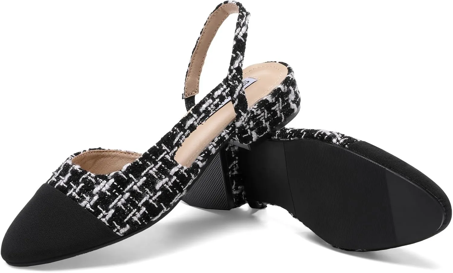 STUNAHOME Womens Slingback Flats Two Tone Closed Round Toe Casual Pumps for Office or Fashion
