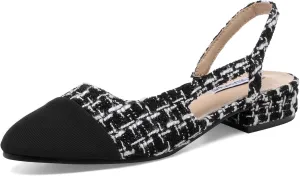 STUNAHOME Womens Slingback Flats Two Tone Closed Round Toe Casual Pumps for Office or Fashion