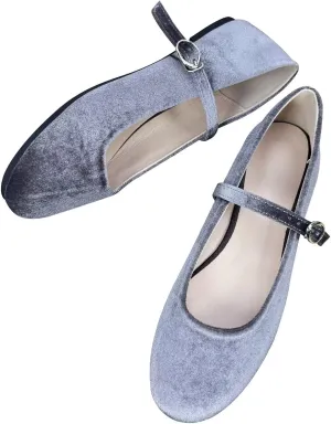 Stunner Women's Leather Dress Flats - Comfortable Square Toe Slip On Mary Jane Work Flats