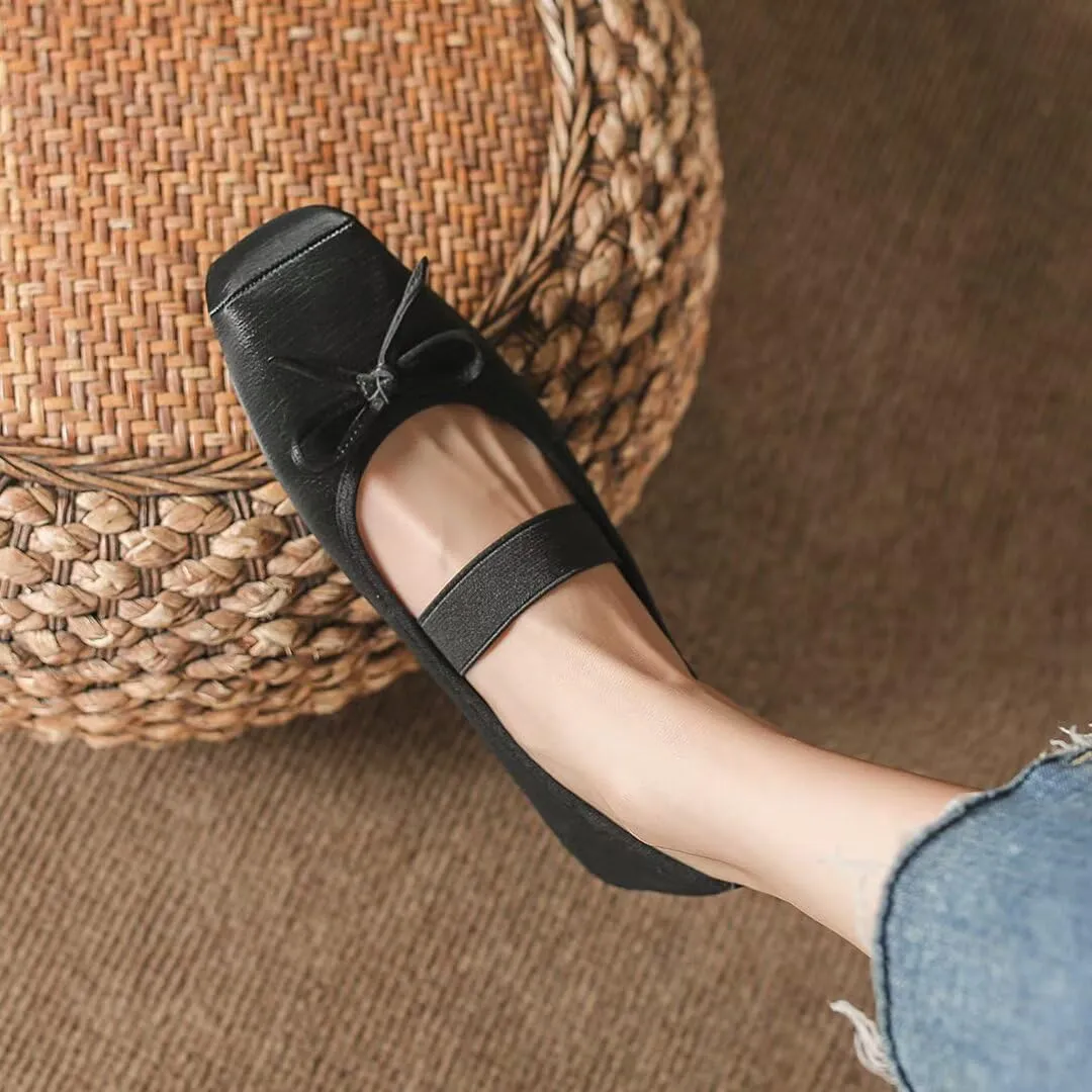 Stunner Womens Mary Jane Flats Round Toe Ballet Flats Stylish Leather Flats One Line Strap Slip On Flat Shoes