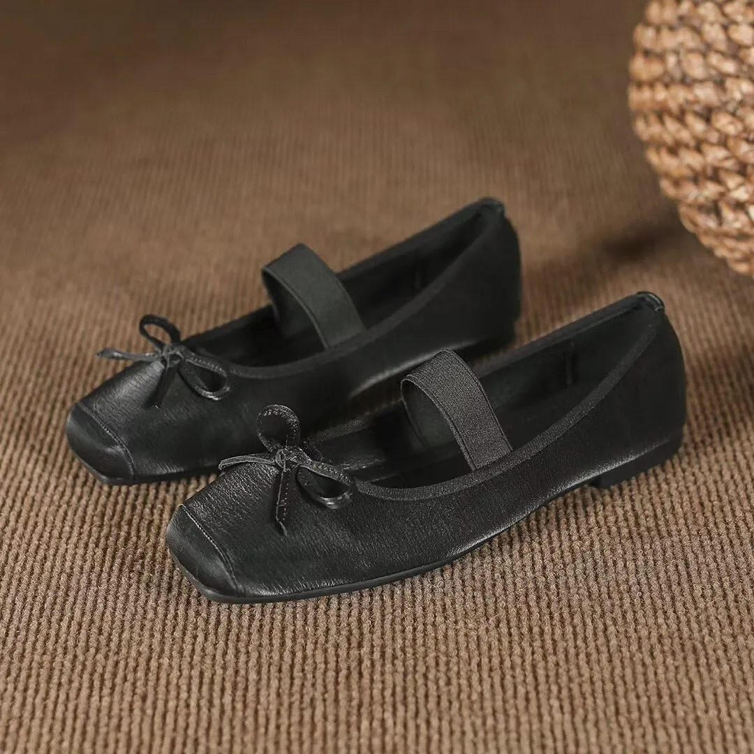 Stunner Womens Mary Jane Flats Round Toe Ballet Flats Stylish Leather Flats One Line Strap Slip On Flat Shoes