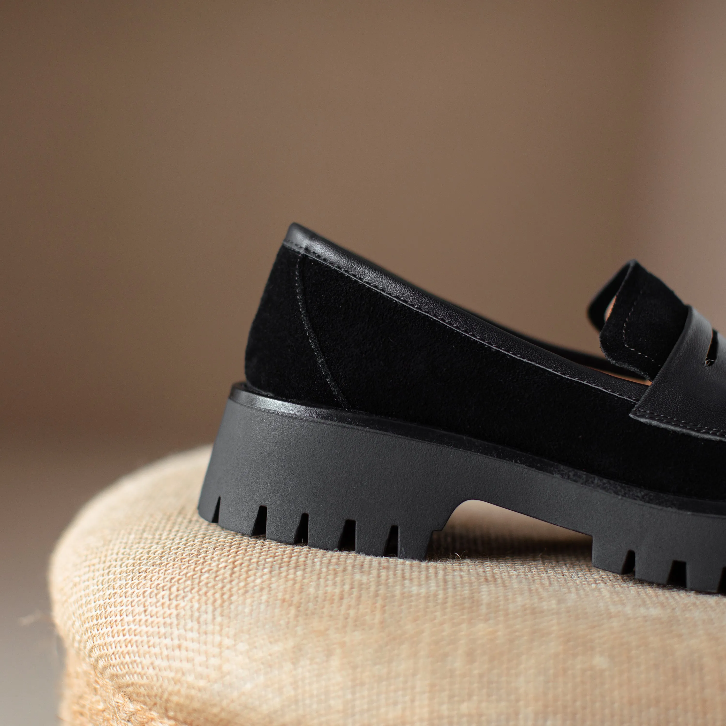 Suede Leather Handmade Classic Platform Penny Loafers Flats Women's Shoes