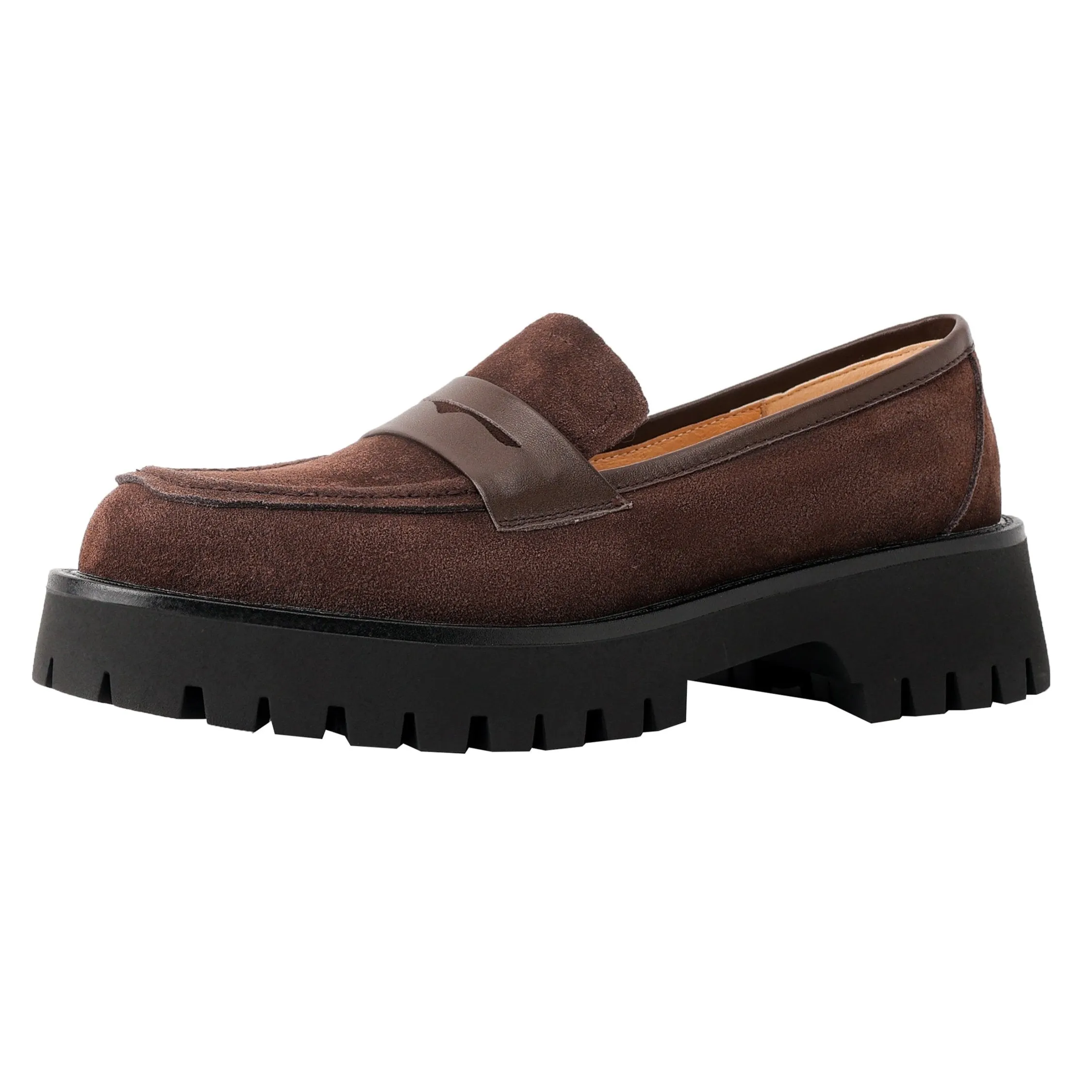 Suede Leather Handmade Classic Platform Penny Loafers Flats Women's Shoes