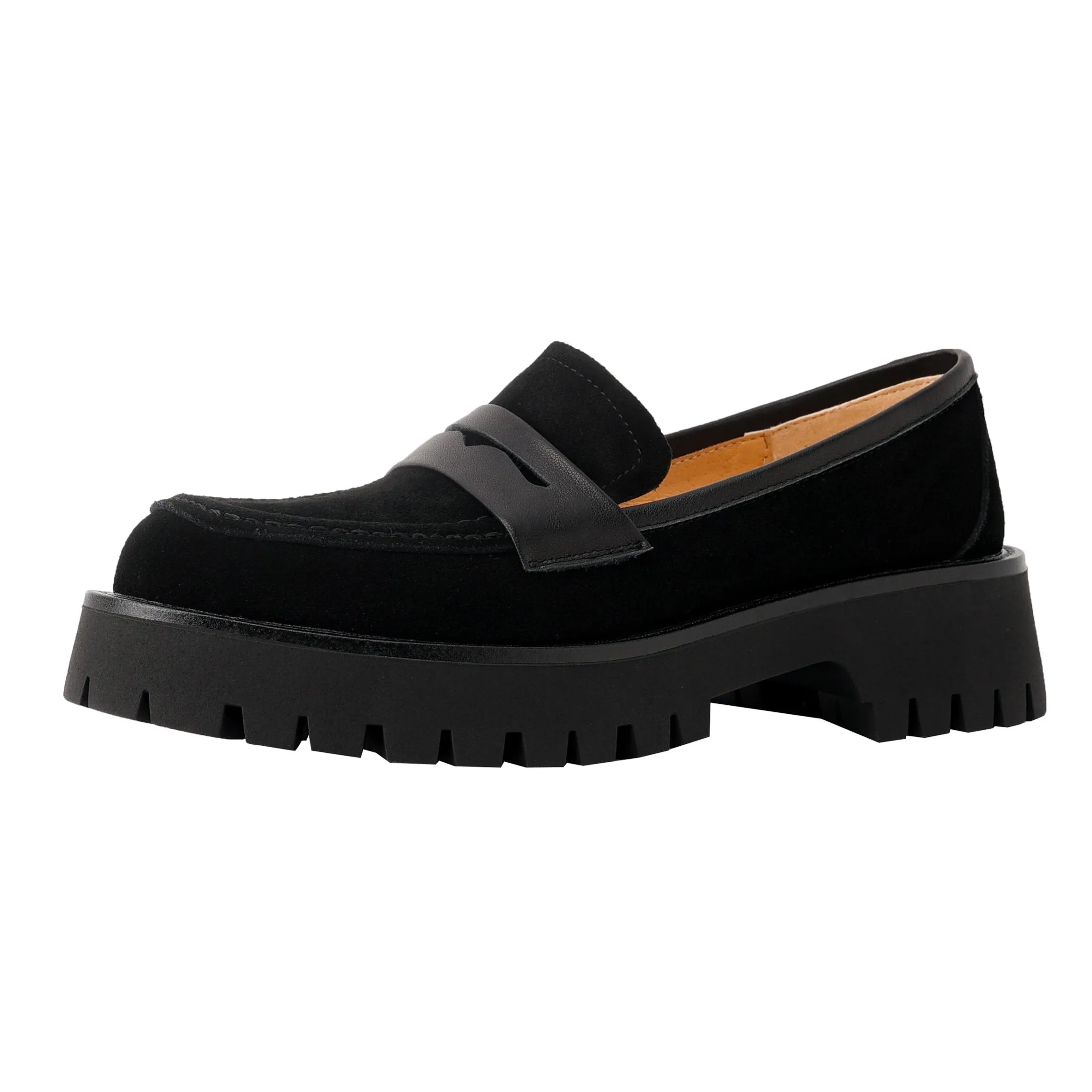Suede Leather Handmade Classic Platform Penny Loafers Flats Women's Shoes