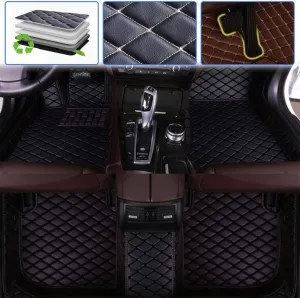 SureKit Custom Car Floor Mats for Grand Cherokee 2007-2010, 2011-2018 Luxury Leather Waterproof Anti-Skid Full Coverage Liner Front ＆ Rear Mat/Set (Black)