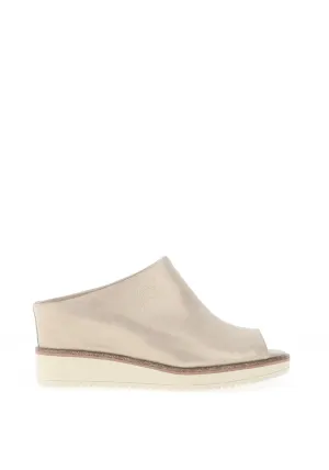 Tamaris Soft Leather Shimmering Mule Wedge Shoes, Champagne