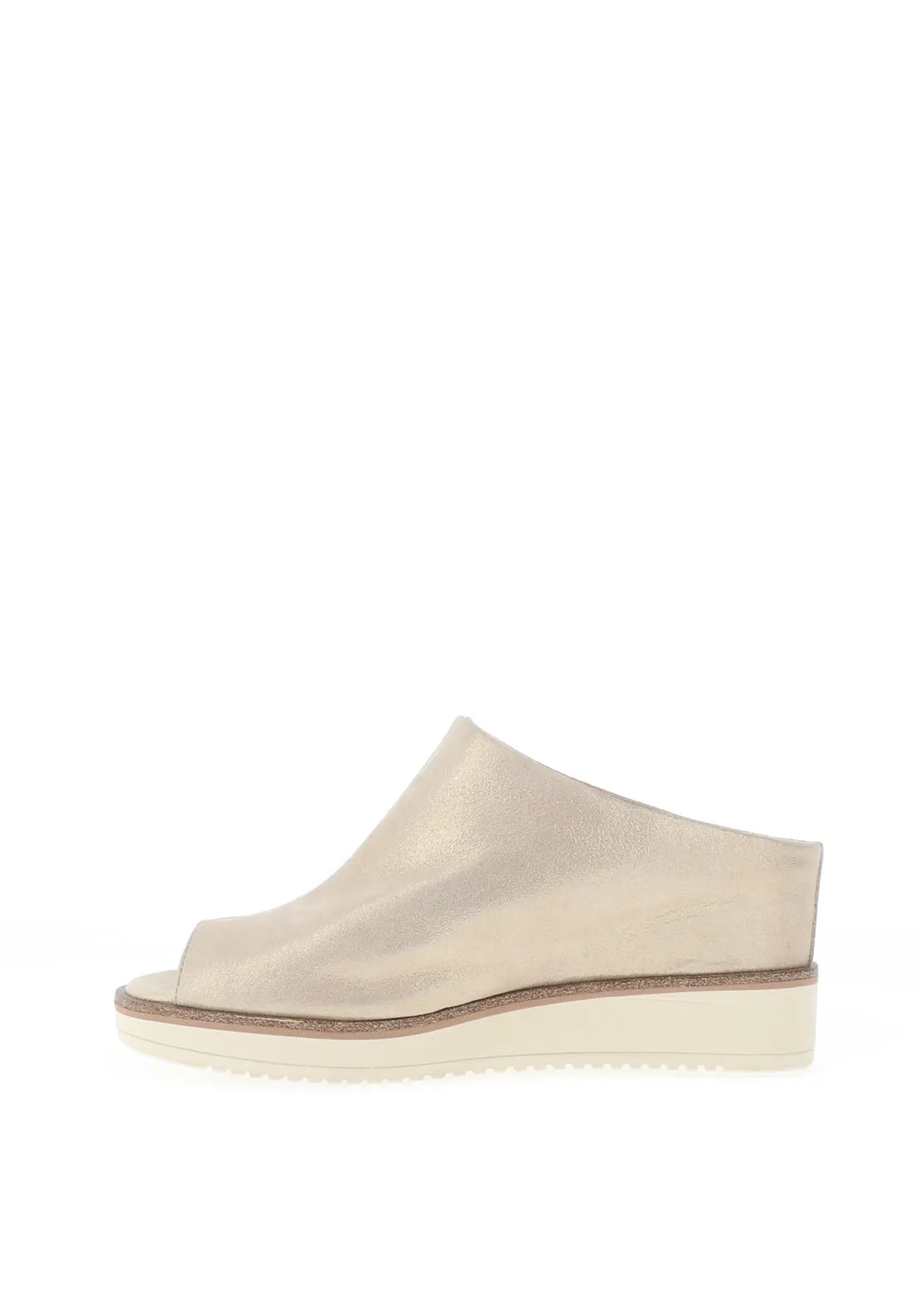 Tamaris Soft Leather Shimmering Mule Wedge Shoes, Champagne