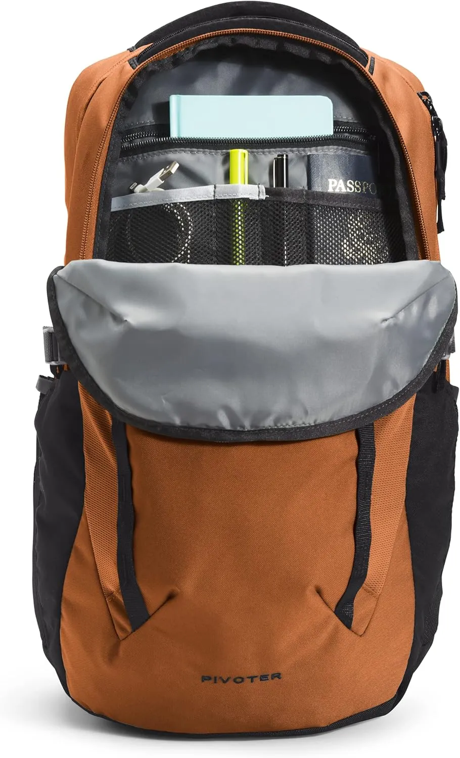 The North Face Pivoter Mens Backpack Leather Brown/TNF Black 29L