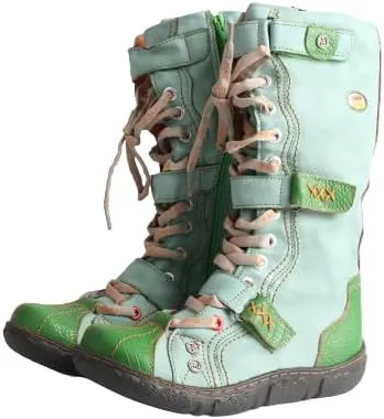 TMA EYES Strape-Accent Washed PU Leather Flat Women's Boot With Plus Size