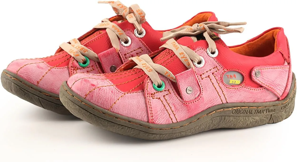 TMA EYES Women's Sneaker Genuine Leather Flat Shoes for Outdoor Sports Casual Shoes
