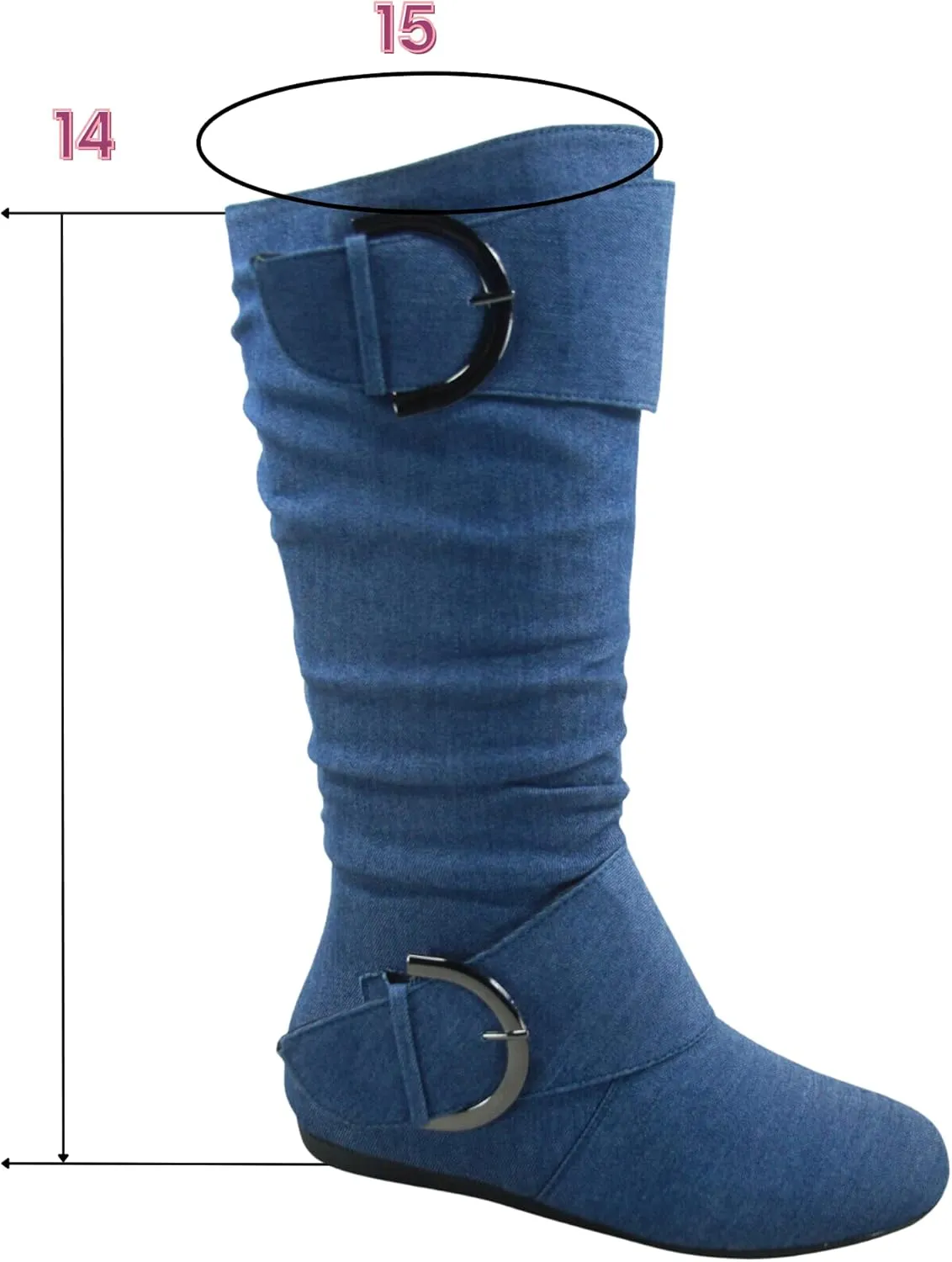 TOP Moda Bank-81 Women's Fashion Round Toe Flat Heel Zipper Buckle Slouchy Mi.