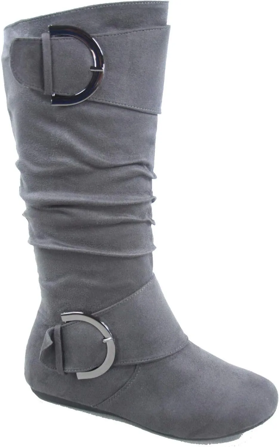 TOP Moda Bank-81 Women's Fashion Round Toe Flat Heel Zipper Buckle Slouchy Mi.