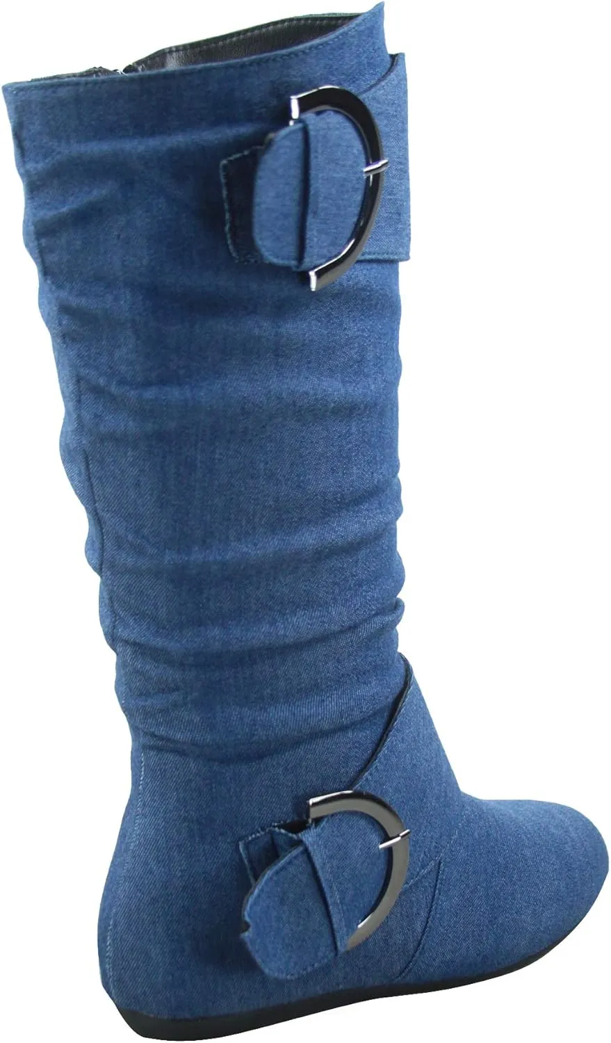 TOP Moda Bank-81 Women's Fashion Round Toe Flat Heel Zipper Buckle Slouchy Mi.
