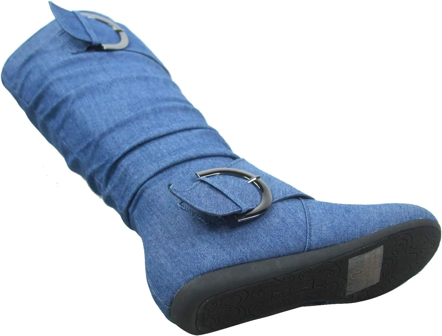TOP Moda Bank-81 Women's Fashion Round Toe Flat Heel Zipper Buckle Slouchy Mi.