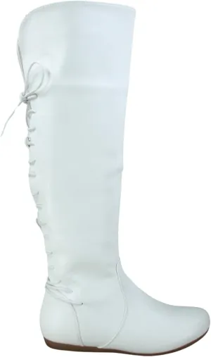 TOP Moda Night-76 Women's Mid Calf Round Toe Buckle Slouched Flat Boots