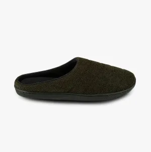 Totes Isotoner TEXTURED CORD STITCHED Mens Mule Slippers Khaki