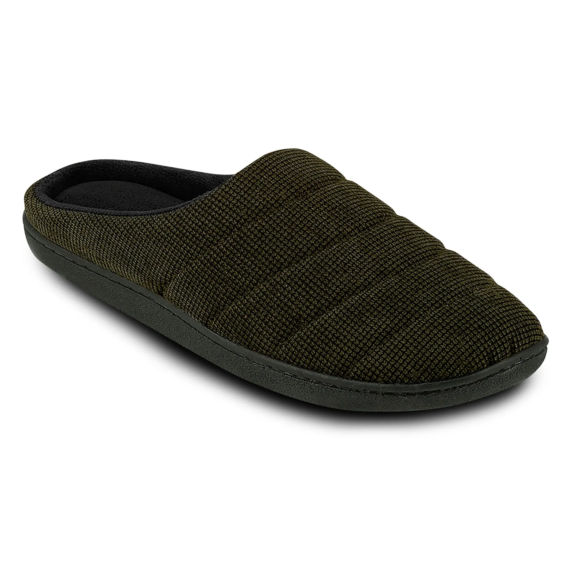 Totes Isotoner TEXTURED CORD STITCHED Mens Mule Slippers Khaki