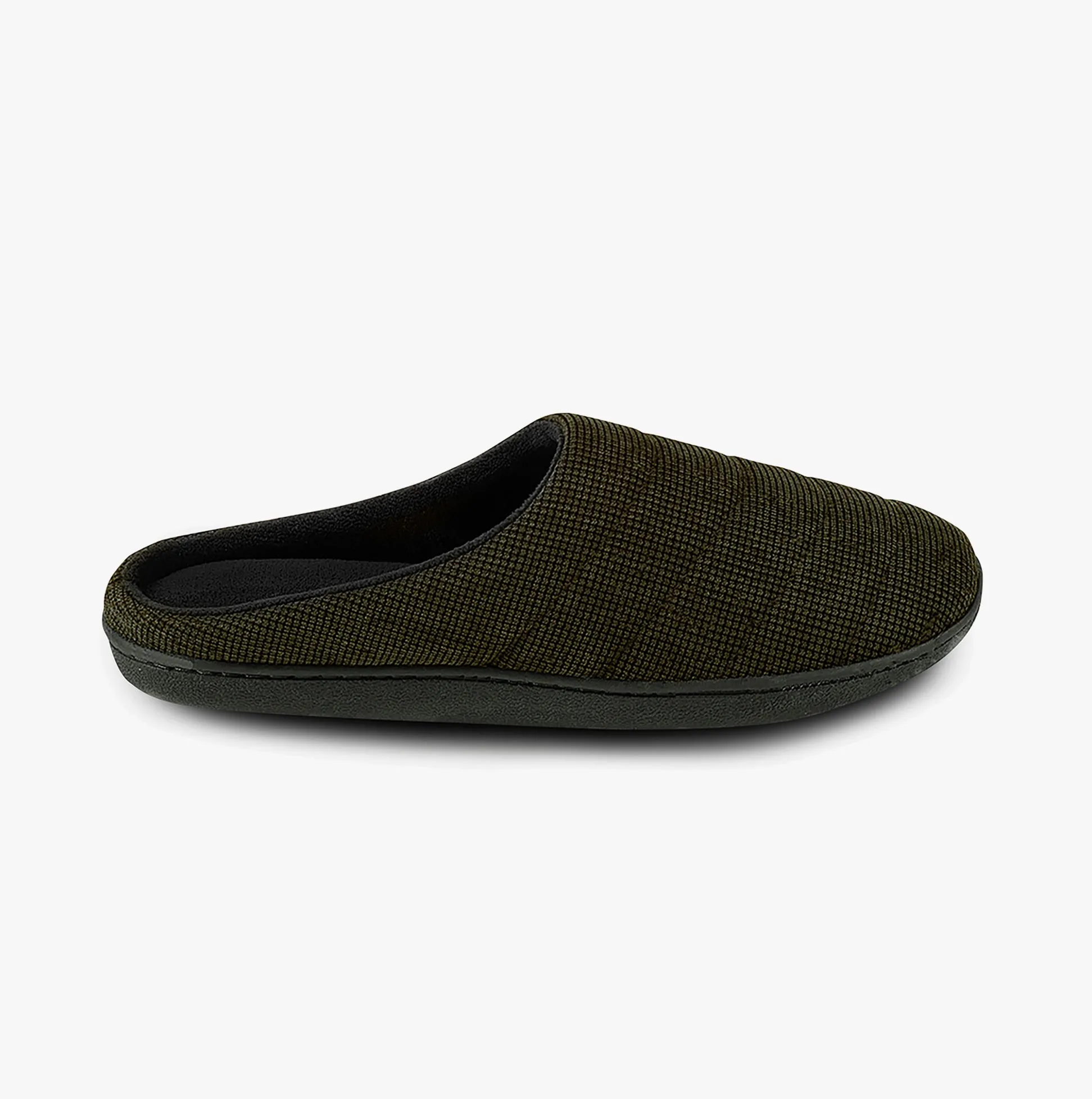 Totes Isotoner TEXTURED CORD STITCHED Mens Mule Slippers Khaki