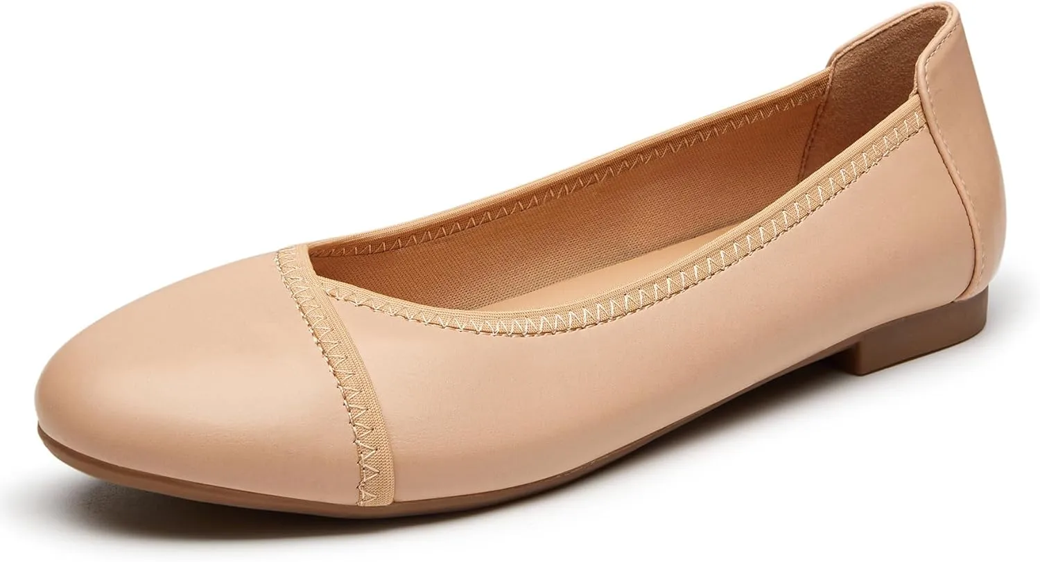 Trary Flats for Women Mary Jane Shoes Women Round Toe Ballet Flats Dress Shoes Casual Comfortable PU Leather Slip on Loafers