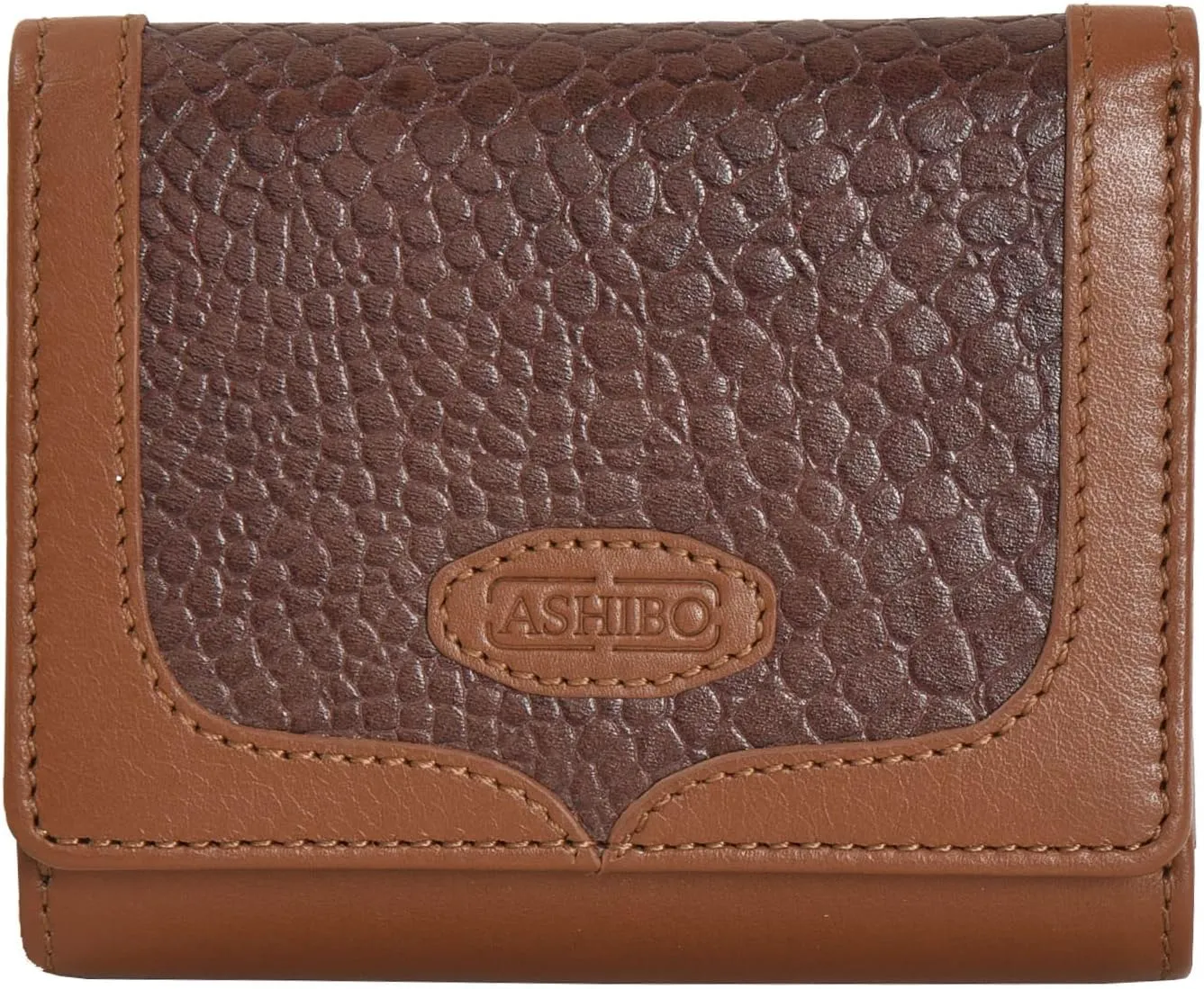Tri Fold Nappa Flat Geniune Leather Large Capacity Croco Emobossed Printed Compact Wallet for Women With ID Windows Zipper Pocket Multipurpose Use Women Wallet