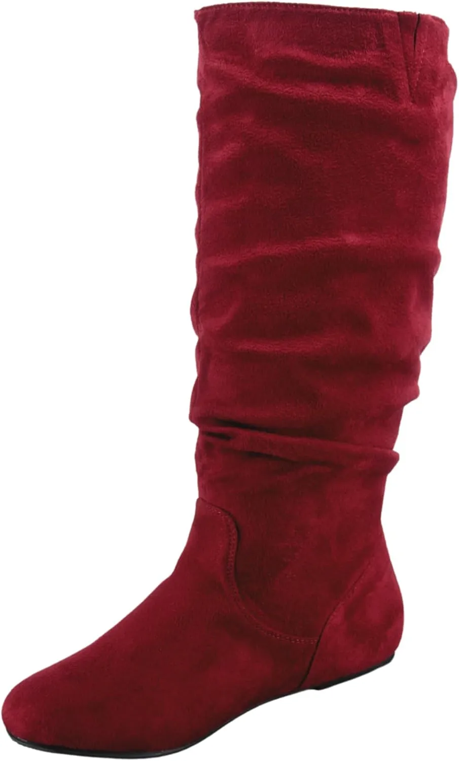 TZ Lily-01 Women's Pull Up Closed Round Toe Flat Heel Slouchy Mid-Calf Casual Boots