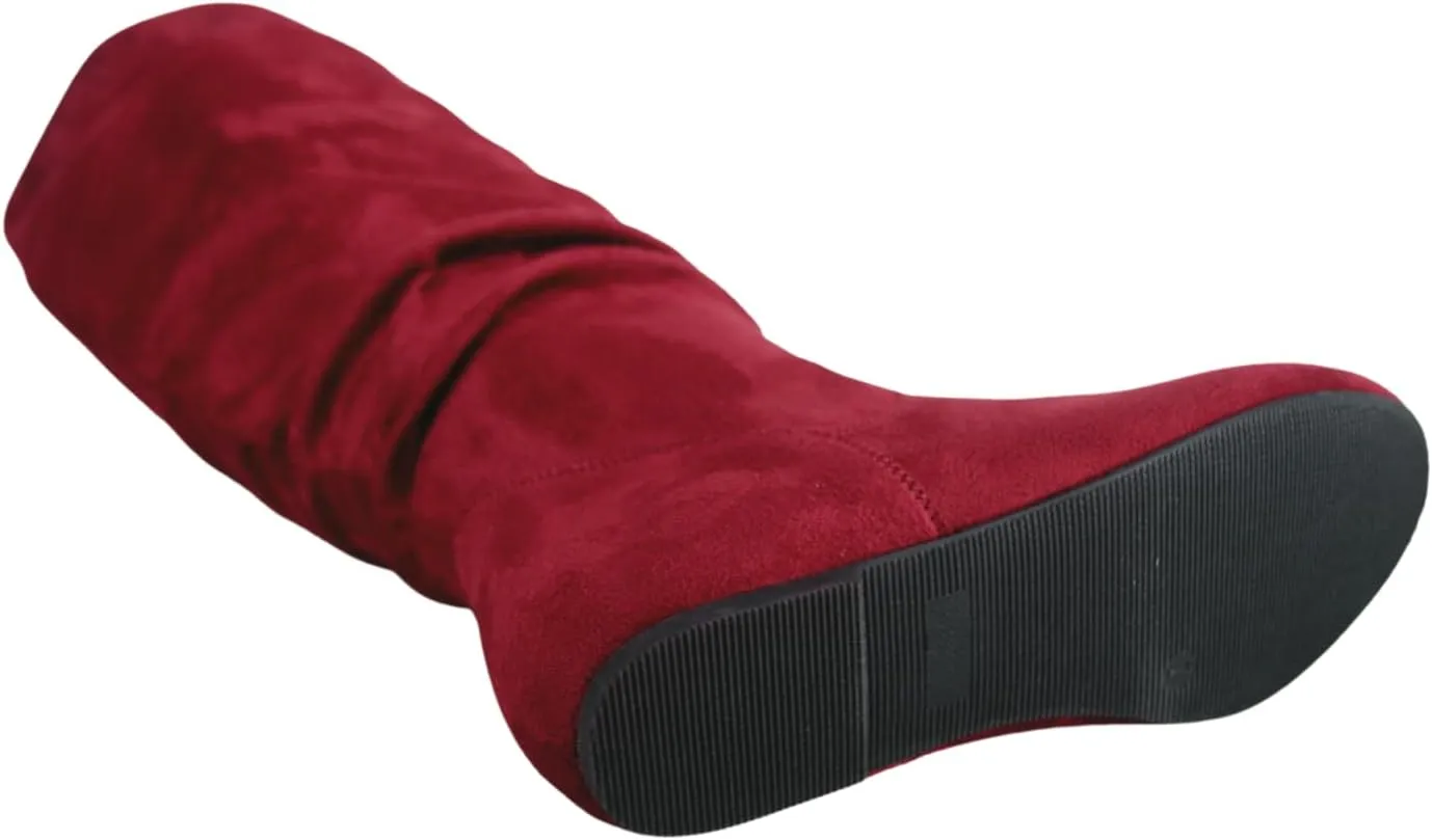 TZ Lily-01 Women's Pull Up Closed Round Toe Flat Heel Slouchy Mid-Calf Casual Boots