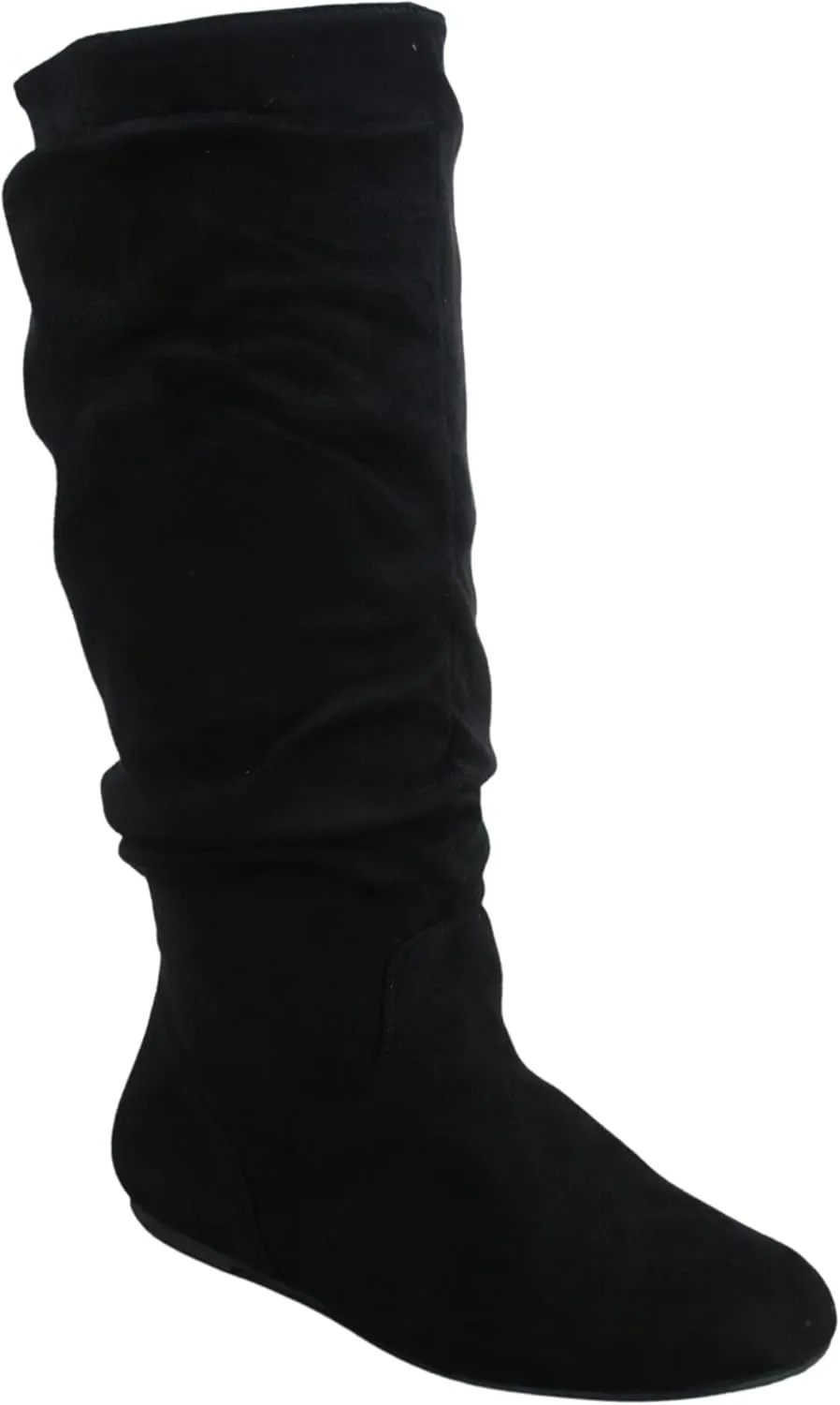 TZ Lily-01 Women's Pull Up Closed Round Toe Flat Heel Slouchy Mid-Calf Casual Boots