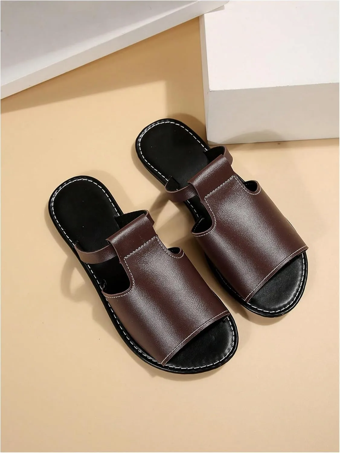 Verdusa Women's Cut Out Slide Sandals Open Toe Summer Flat Sandals Outdoor Shoes