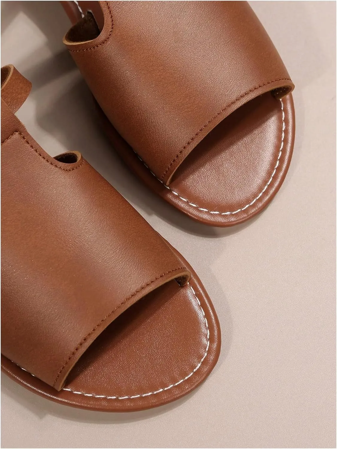Verdusa Women's Cut Out Slide Sandals Open Toe Summer Flat Sandals Outdoor Shoes