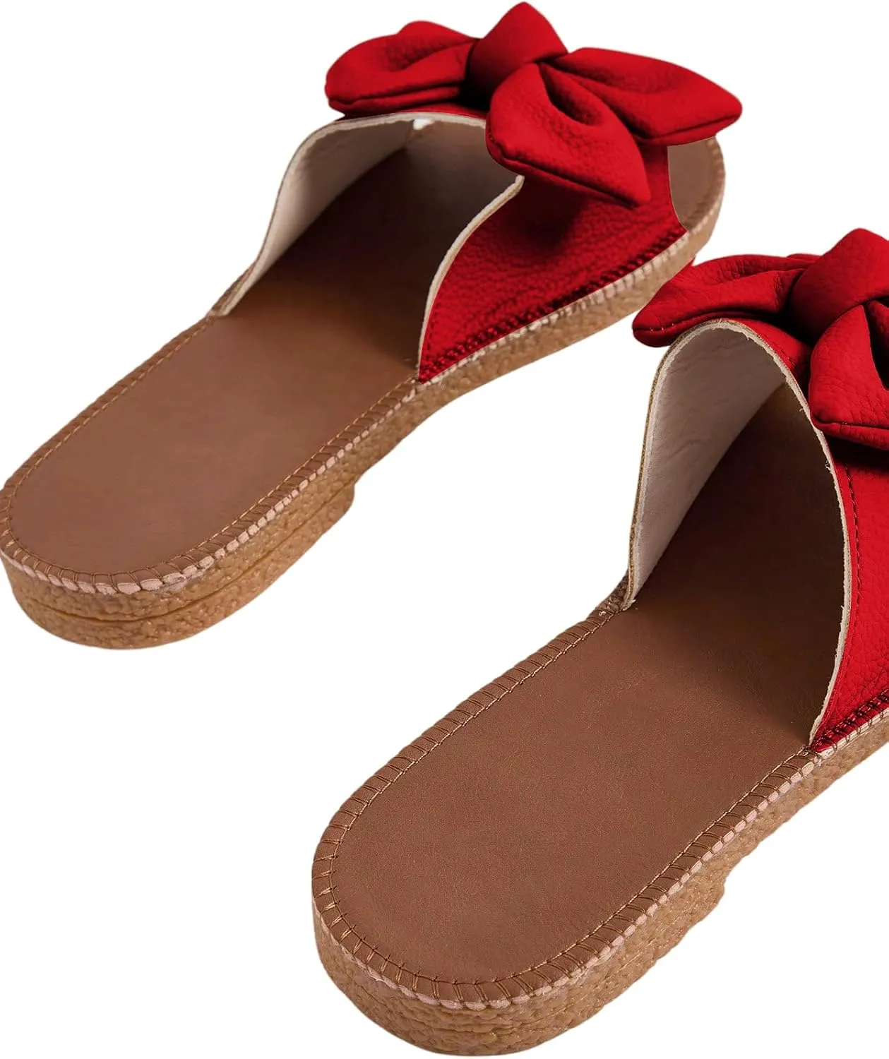 Verdusa Women's Open Toe Flat Sandals Bow Knot Slides Leather Summer Slippers