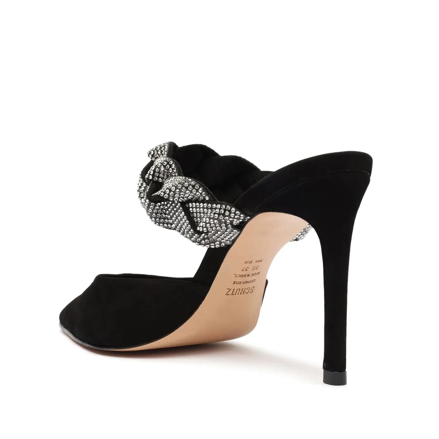 Voice-activated Schutz Slip Anessa Braided Embellished Black No customs hassle On Pointed Sandals Toe Pumps Upper