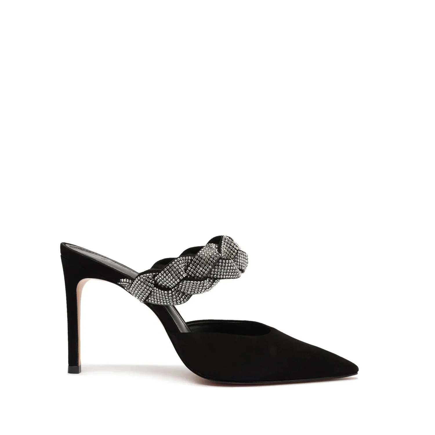 Voice-activated Schutz Slip Anessa Braided Embellished Black No customs hassle On Pointed Sandals Toe Pumps Upper