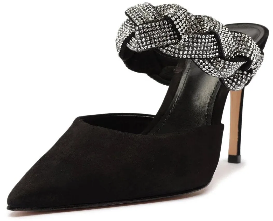 Voice-activated Schutz Slip Anessa Braided Embellished Black No customs hassle On Pointed Sandals Toe Pumps Upper