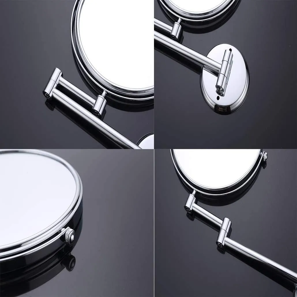 Wall Mounted Makeup Mirror, Round Makeup Mirror with 3X Magnification,Double Sided Vanity Magnifying Mirror 8 Inch,360 Rotation Portable, for Makeup, Shaving, Facial Care